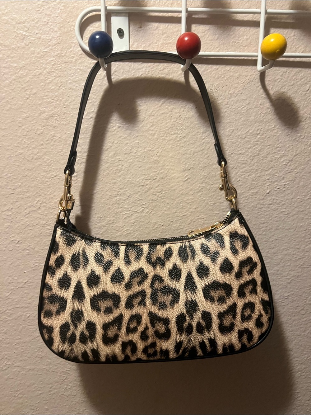 Coach Leopard-Print Shoulder Bag in Black and Tan - Picture 2 of 3